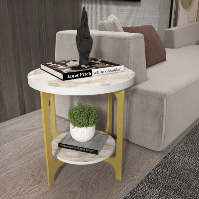 Decorotika Versy Side End Table in Off-White Off-White Unisex