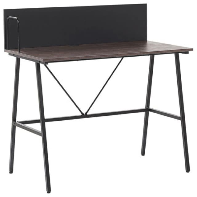 Beliani Home Office Desk Hastings Brown/ Black 100 Cm 52 Cm