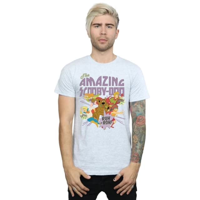 Scooby Doo Scooby Doo Men The Amazing Scooby Cotton T-Shirt in Grey Size: Small Grey S Male 5057864680300