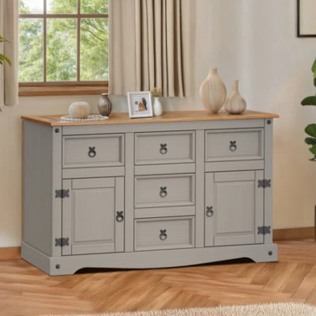 MERCERS FURNITURE Corona Grey Wax Large Sideboard 5060765291070