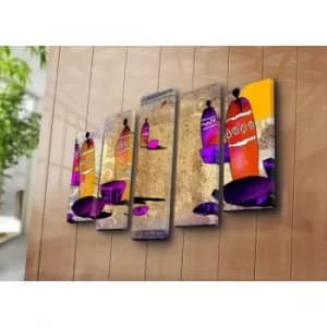 5PATK-240 Multicolor Decorative Canvas Painting (5 Pieces)