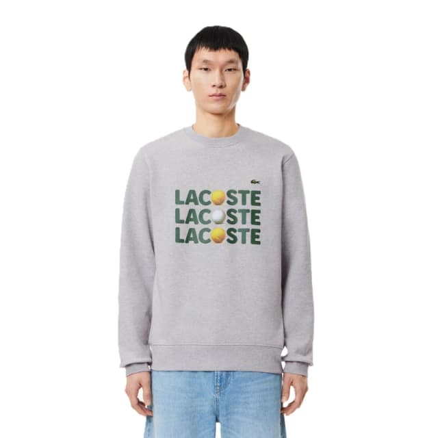 Lacoste Mens Logo Crew Neck Jumper Silver Chine male XS