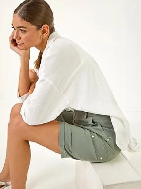 Roman Womens Cargo Seam Short in Khaki Size: 20 Khaki Female 20