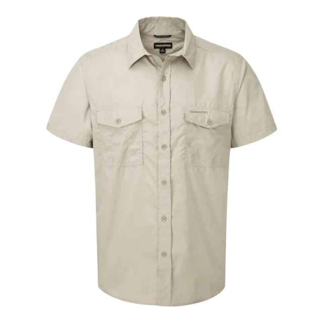 Craghoppers Craghoppers Men NosiDefense Cotton-Blend 'Kiwi' Short Sleeve Shirt in Beige Size: Small Beige S Male 5054904523146
