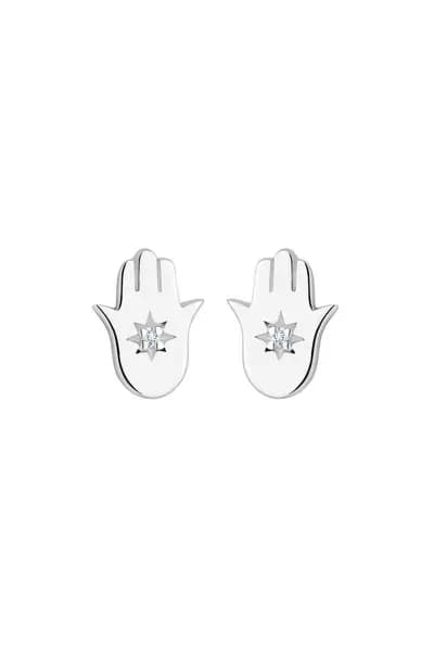 Simply Silver Sterling Silver 925 Hamsa Hand Stud Earrings Silver
