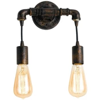 Fan Europe Lighting - Fan Europe AMARCORD Industrial 2 Light Wall Light Rust 27 23x26cm