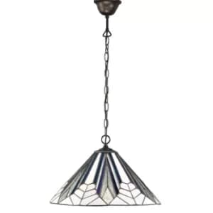 Astoria 1 Light Medium Ceiling Pendant Dark Bronze, Tiffany Style Glass, E27
