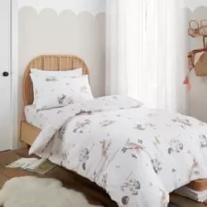 Bianca Bunny Rabbit Friends Cotton Duvet Cover & Pillowcase Set White
