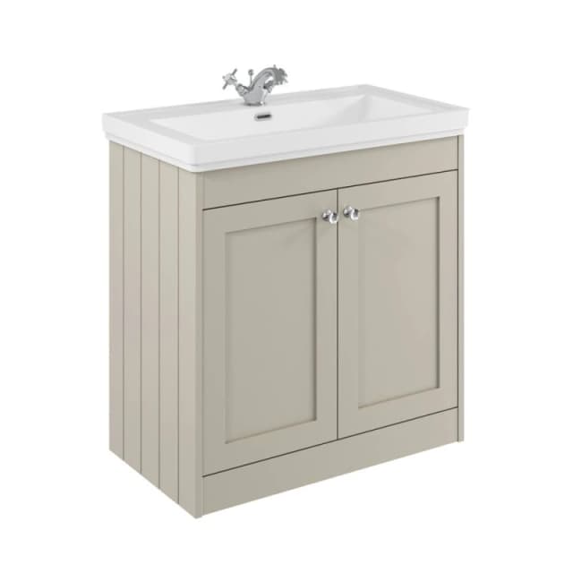 Balterley 800mm Floor Standing 2 Door Unit, Classic Basin 1 Tap Hole Pebble Grey Grey Unisex