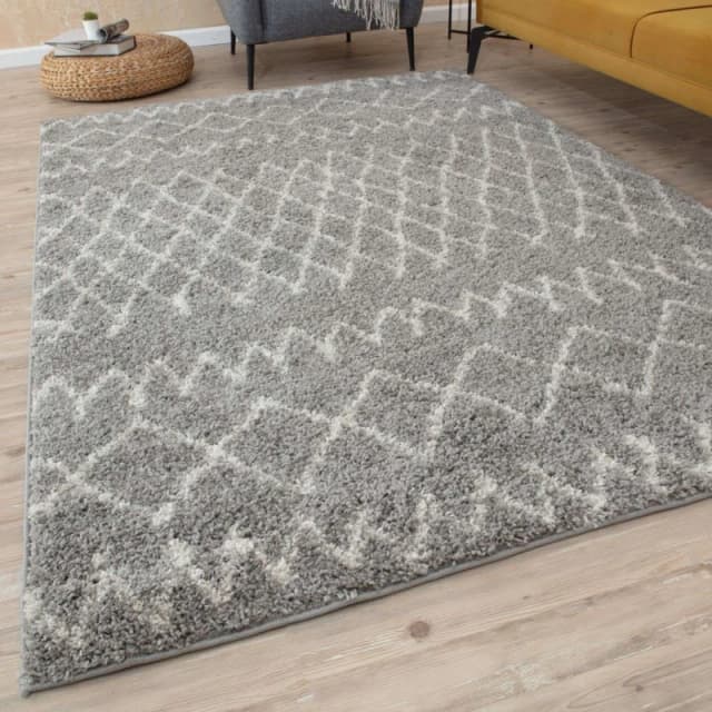 THE RUGS Soft Tangier Shaggy Rugs & Runners Ivory & Grey Living Room Size: 80cm x 300cm Ivory Unisex 80cm x 300 cm