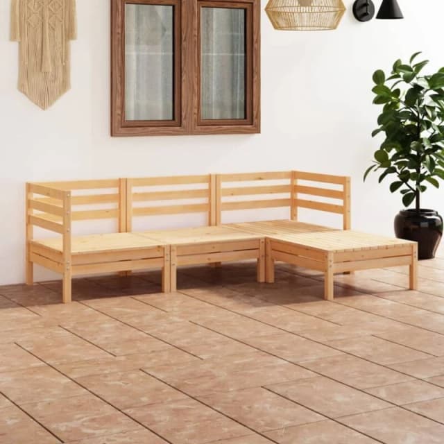 VIDAXL 4 Piece Garden Lounge Set Solid Pinewood Vidaxl 8720286685495