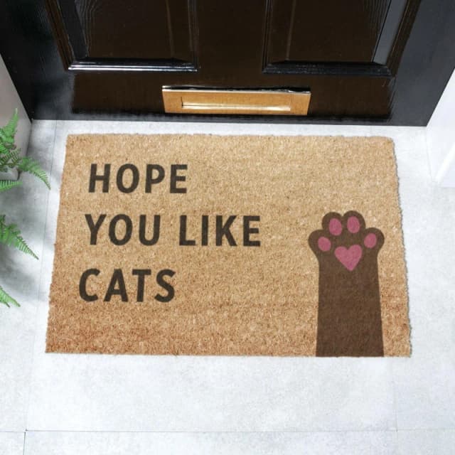 Artsy Mats Hope You Like Cats Doormat (60 x 40cm) in Brown Size: 40cm x 60cm Brown Unisex 40cm x 60 cm