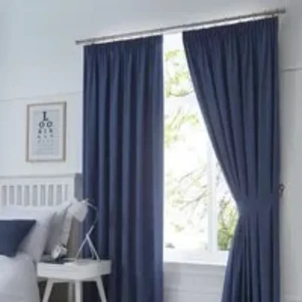 Fusion Fusion - Dijon Blackout Pencil Pleat Lined Curtains, Navy, 66 x 90" DJNNN66900LZU
