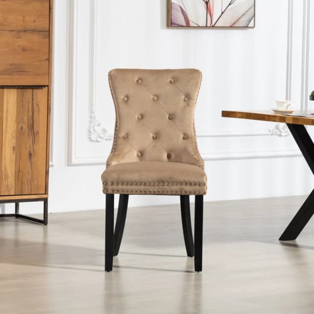 Artemis Home Ceres Velvet Fabric Dining Chairs - Set of 2 in Brown Size: 2 Pack Brown Unisex 2 Pack