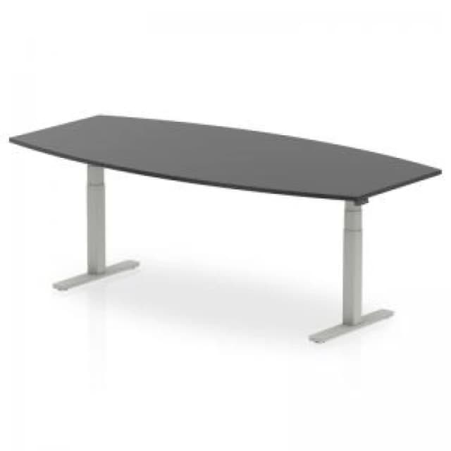 Dynamic High Gloss 2400mm Writable Boardroom Table Black Top Silver Height Adjustable Leg I003552