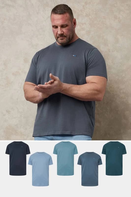 BadRhino Mens 5 Pack Core T-Shirts in Dark Navy Size: Large Dark Navy Male L