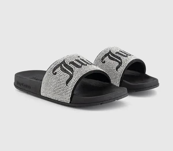 Juicy Couture Womens Donna Diamante Slides Black, 3