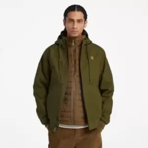 Timberland Insulated Canvas Hooded Bomber Jacket For Men In Green Green, Size L