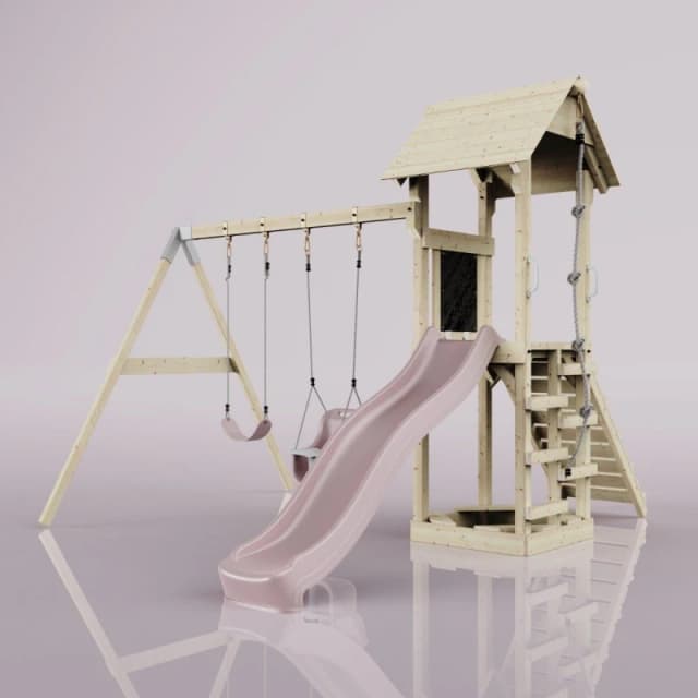 OutdoorToys PolarPlay Tower Kids Wooden Climbing Frame - Swing Olavo Rose in Beige Beige Unisex