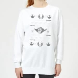 Star Wars Yoda Sabre Knit Womens Christmas Sweatshirt - White - XXL