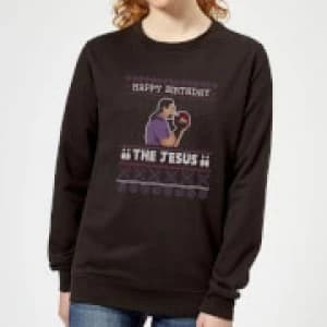 The Big Lebowski Happy Birthday The Jesus Womens Sweatshirt - Black