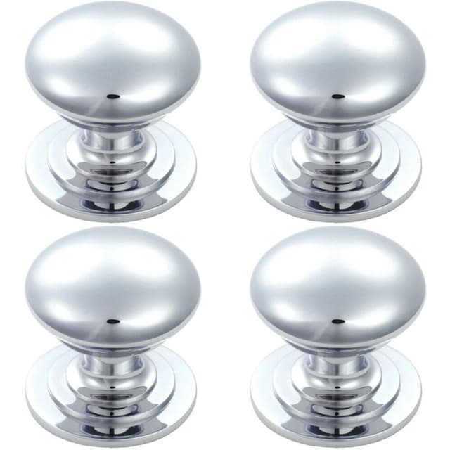 Loops 4x Victorian Round Cupboard Door Knob 50mm Dia Polished Chrome Cabinet Handle Multi unisex