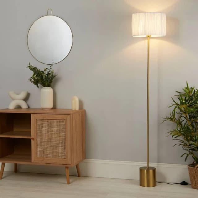 SO'HOME Raffia Floor Lamp in White/Gold Gold-Coloured ONE SIZE