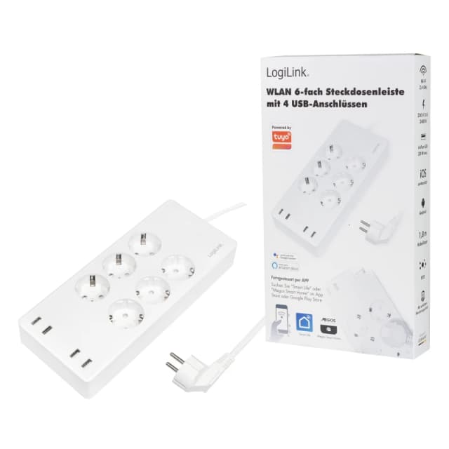 LogiLink WiFi Smart Socket outlet. 6-way. (CEE 7/3). 4x USB. Tuya com