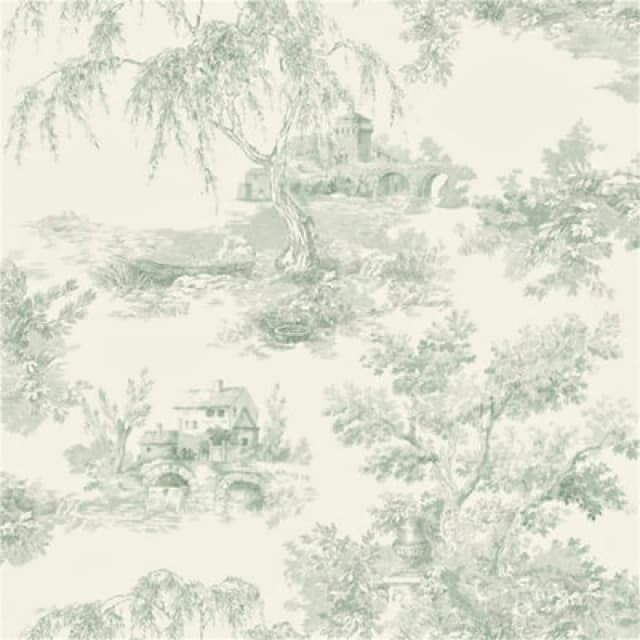 Grandeco French Vintage Toile Trees Smooth Wallpaper - Green Green