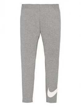 Nike Sportswear Older Girls Swoosh Leggings - Grey Heather, Size XL, 15-16 Years, Women