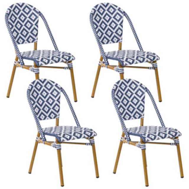 Beliani Set Of 4 Garden Chairs Rifreddo Pe Rattan Blue