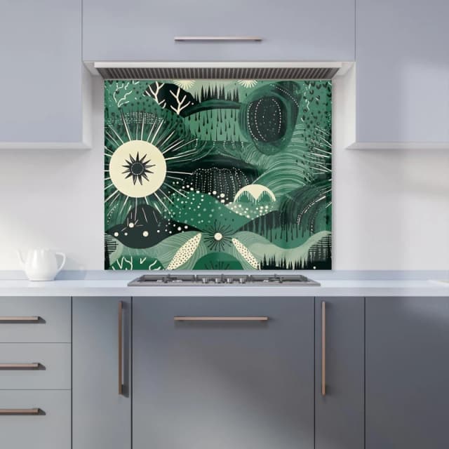 Warren Reed - Designer Abstract Green Moon Kitchen Splashback Size: 600mm x 750mm Green Unisex 600mm x 750mm