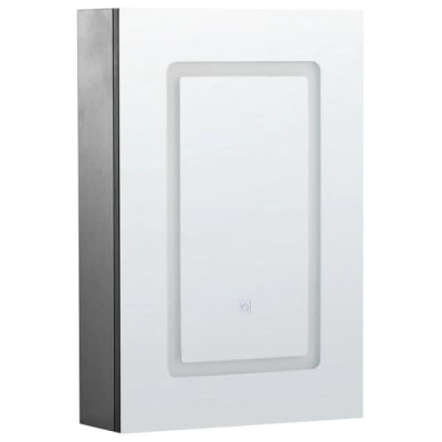 Beliani Bathroom Wall Mounted Mirror Cabinet LED Condor 40 Cm 60 Cm Black