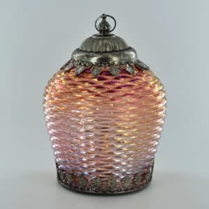 LED Lantern Iridescent Champagne H17cm