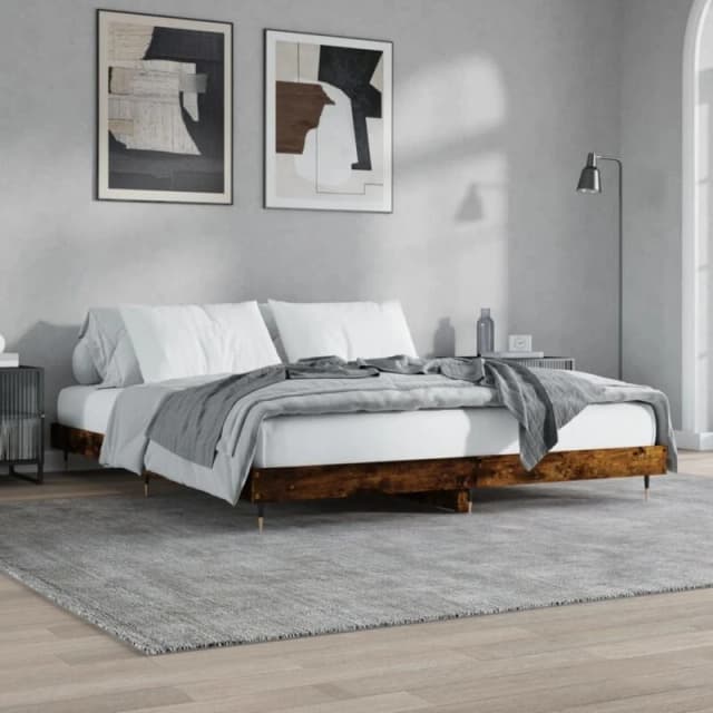 VIDAXL Bed Frame without Mattress Smoked Oak 120x200cm Engineered Wood Vidaxl 8720845796396