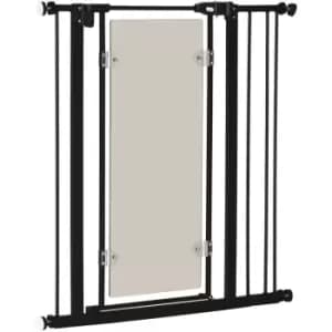 Pawhut - 76-92cm Adjustable Pressure Fit Pet Safety Gate Dog Barrier, Black