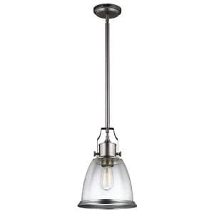 1 Light Medium Dome Ceiling Pendant Satin Nickel, E27