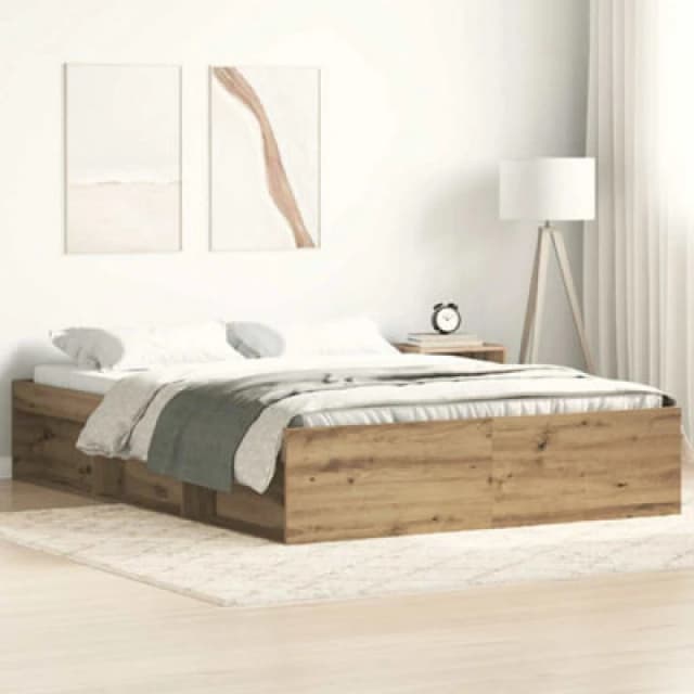 Vidaxl Bed Frame Without Mattress Artisan Oak 120X190Cm Small Double Engineered Wood