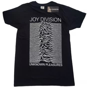 Joy Division - Unknown Pleasures White On Black Unisex Large T-Shirt - Black
