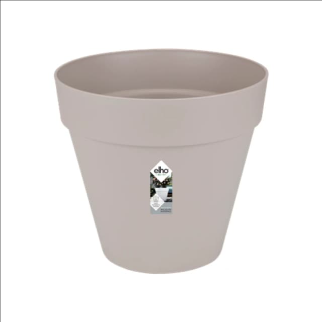 Elho Loft Urban 60cm Round Plastic Outdoor Plant Pot with Wheels - Warm Grey
