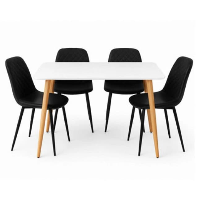 KOSY KOALA Dining Table Set with 4 Chairs Dining Room and Kitchen table set of 4 White unisex