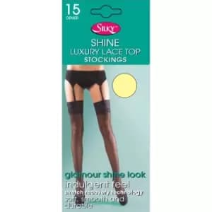 Silky Womens/Ladies Shine Lace Stockings (1 Pair) (Medium (5ft-5ft8a)) (Cream)