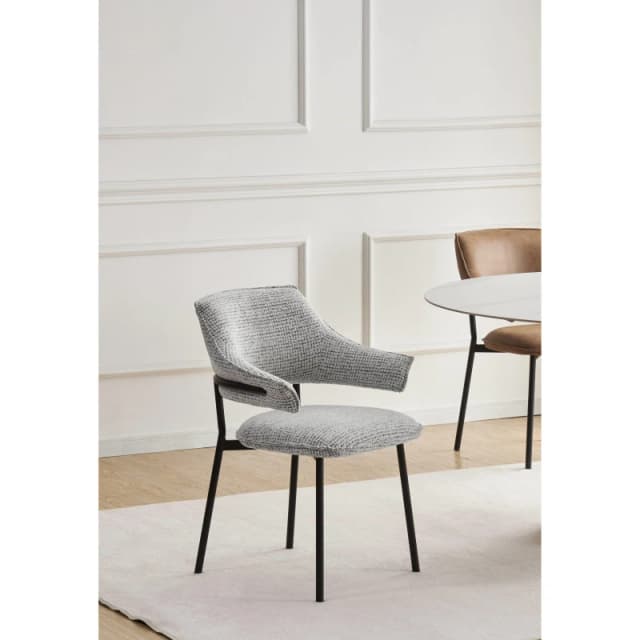 Shankar Pair of Geneva Textured Dining Chairs Smoke Grey unisex 60x83x62cm