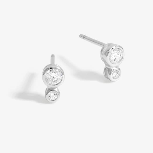 Simply Silver Sterling Silver 925 Cubic Zirconia Mini Crystal Double Besel Stud Earrings Silver