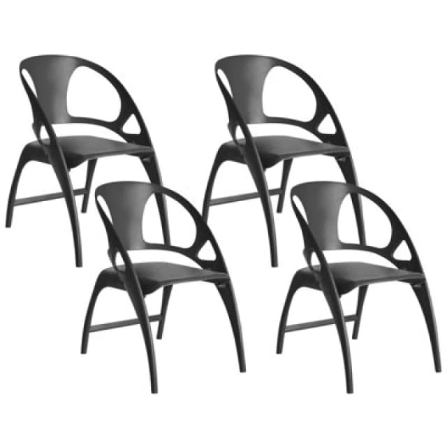 Beliani Set Of 4 Garden Chairs Nemi Folding Black