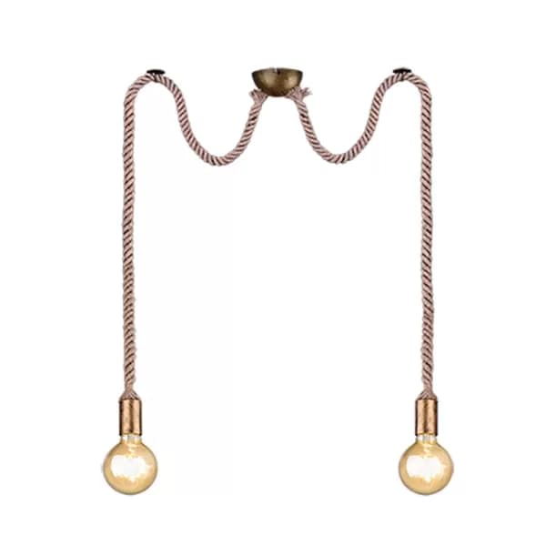 Rope Vintage 2 Light Bar Pendant Ceiling Light Old brass
