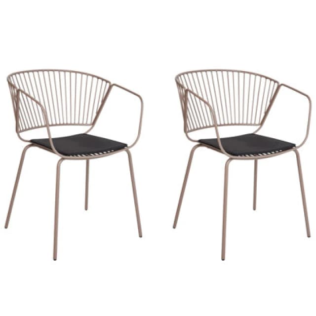 Beliani Set Of 2 Dining Chairs Rigby Metal Beige