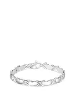 Simply Silver Sterling Silver 925 Heart Kiss Bracelet