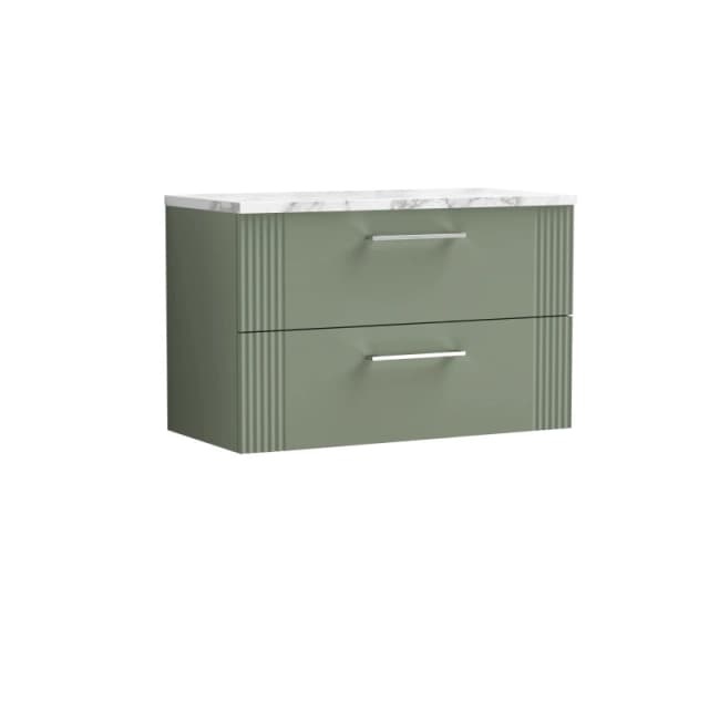 Balterley 2 Drawer Wall Hung Vanity Marble Laminate Worktop Green 800mm Green