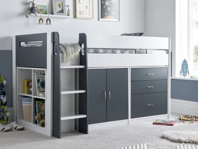 Bedmaster Lacy Grey and White Mid Sleeper Bed Frame - 3ft Single